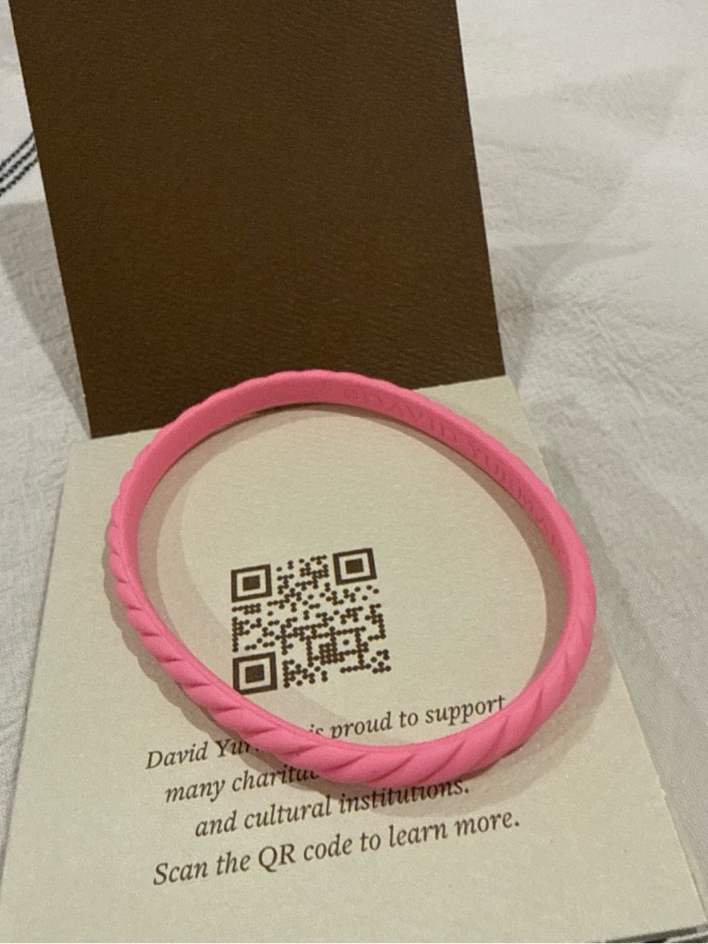 David Yurman Pink Cable Rubber Bracelet 6mm Breast Cancer Research Support Large